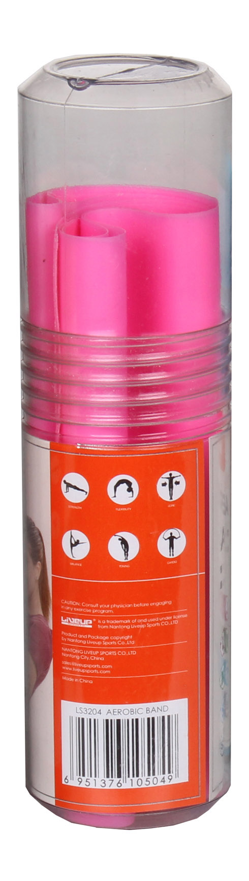 LIVEUP aerobic guma posilovací guma, 120 x 15 cm - růžová - L