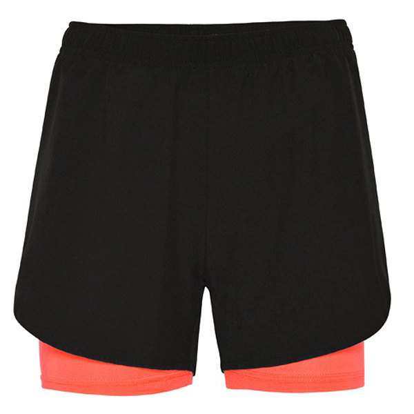 ROLY dámské šortky LANUS, černá / svítivě korálová - XL