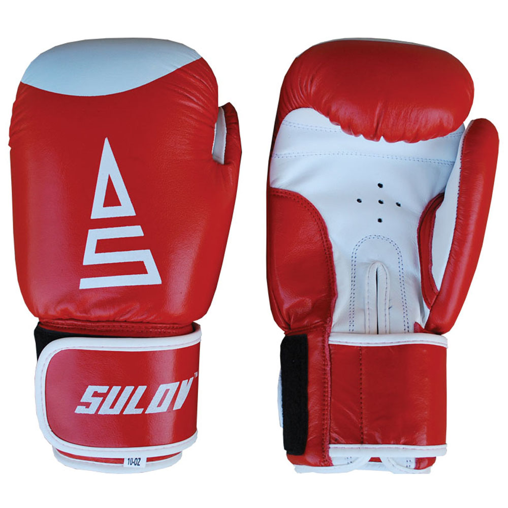 SULOV Box rukavice SULOV kožené, červeno-bílé - 12 oz