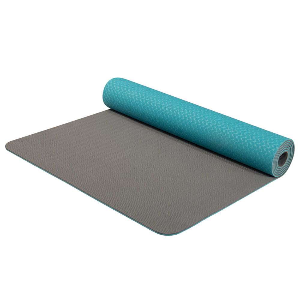 YATE Yoga Mat dvouvrstvá, materiál TPE tyrkys/šedá
