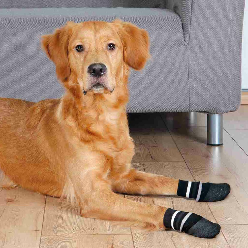 TRIXIE Protiskluzové ponožky černé M-L, 2 ks pro psy bavlna/lycra