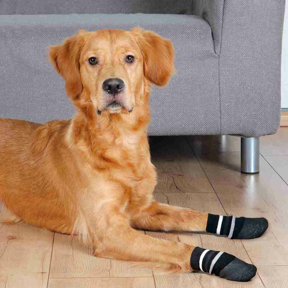 TRIXIE Protiskluzové ponožky černé L-XL, 2 ks pro psy bavlna/lycra