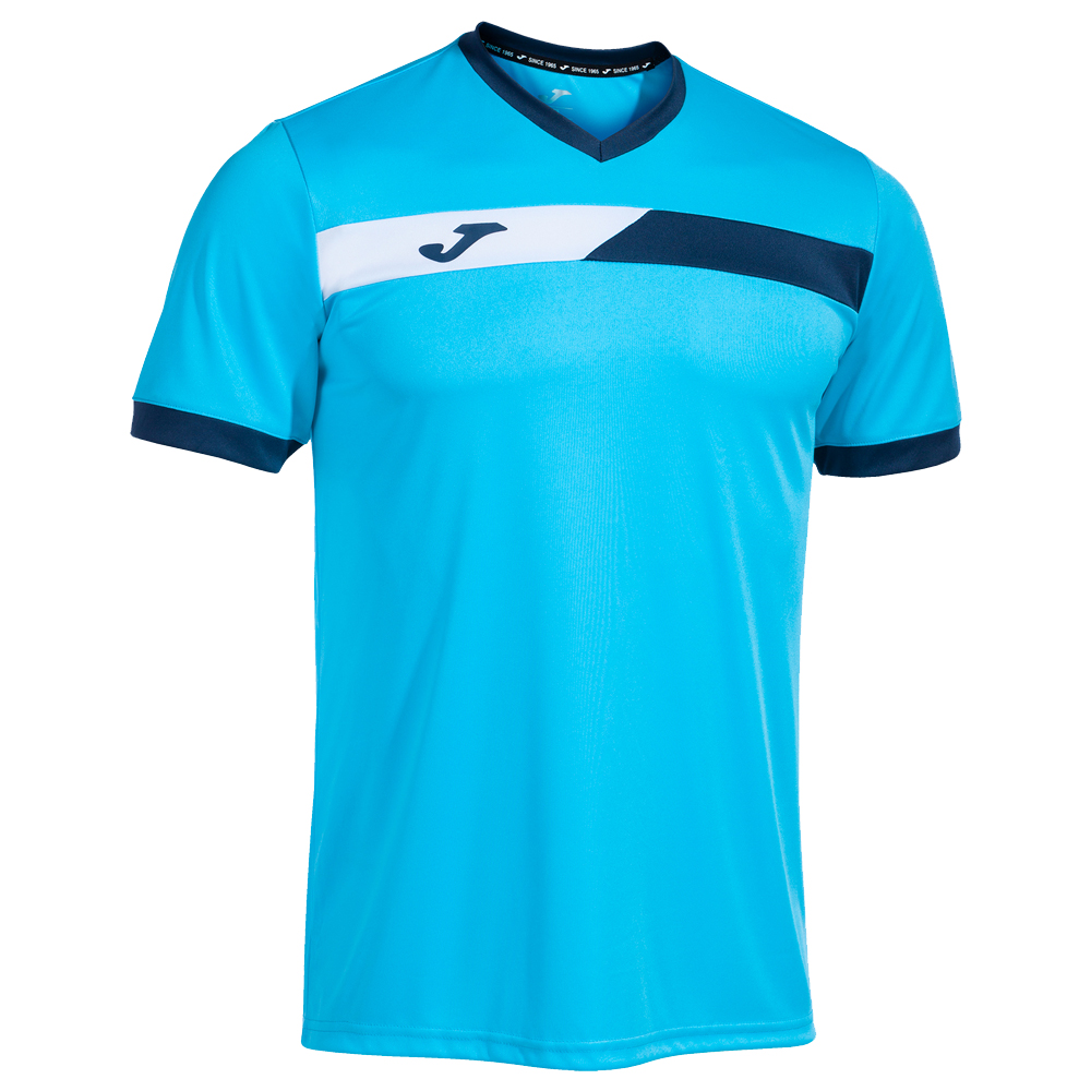 JOMA COURT BOY SHORT SLEEVE FLUOR TURQUOISE / NAVY / WHITE ch - 10 let
