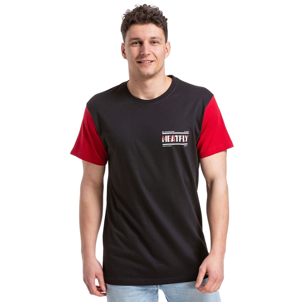 MEATFLY PITSTOP BLACK / DARK RED pánské tričko